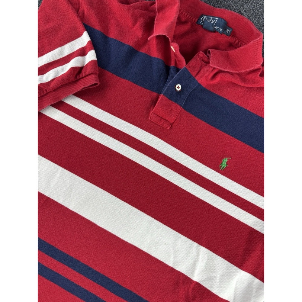Polo Ralph Lauren XL Tall Red Stripe Rugby Polo Shirt Pony Logo